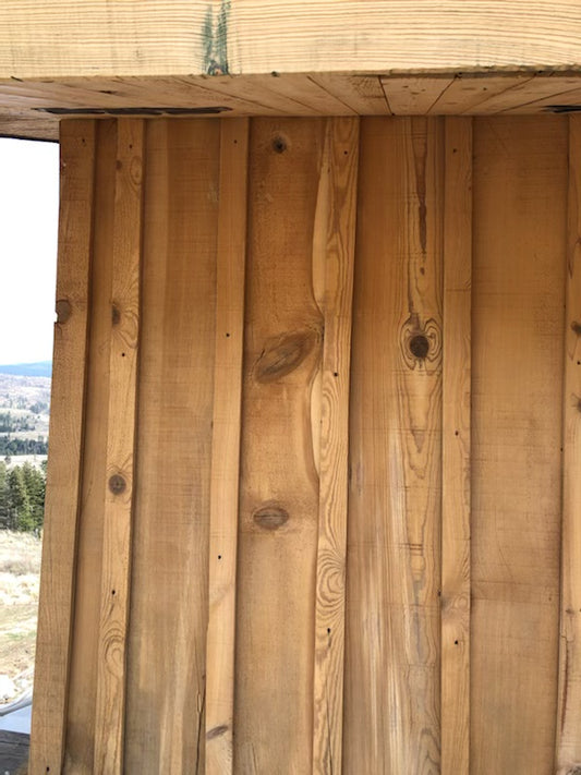 CEDAR SIDING PREPPED FOR GHOST COATING