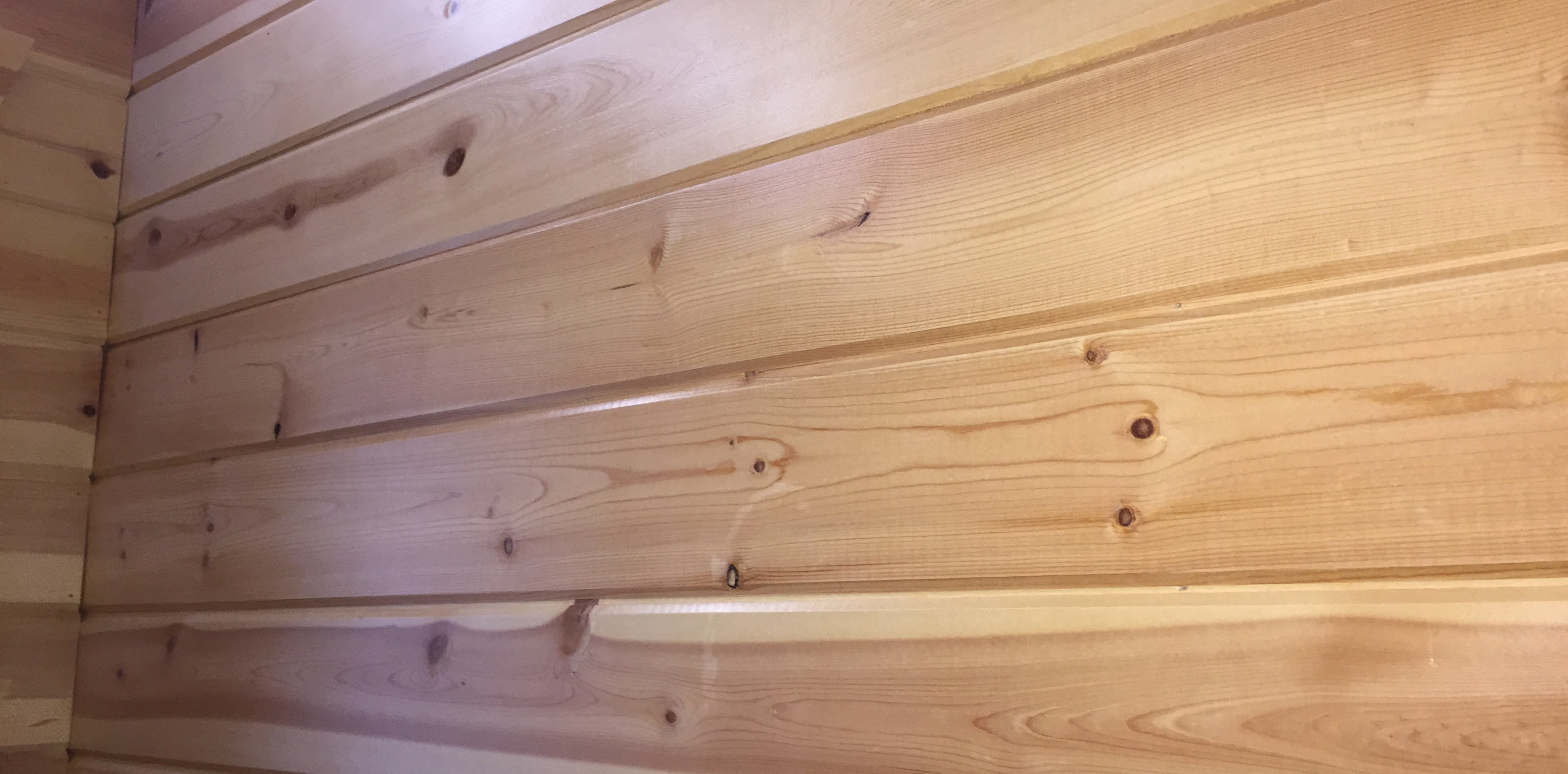 Lovitt's Platinum interior clear finish on tongue and groove wood